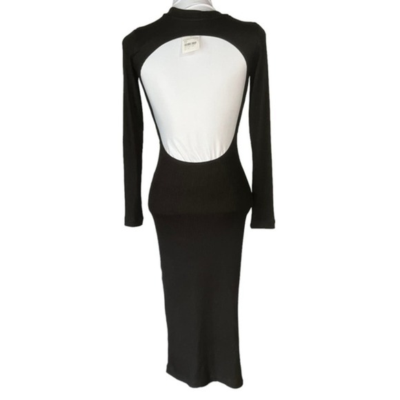 All Saints Molly Black Open Back Long Sleeve Midi Dress Size 0 NWT - Picture 6 of 12